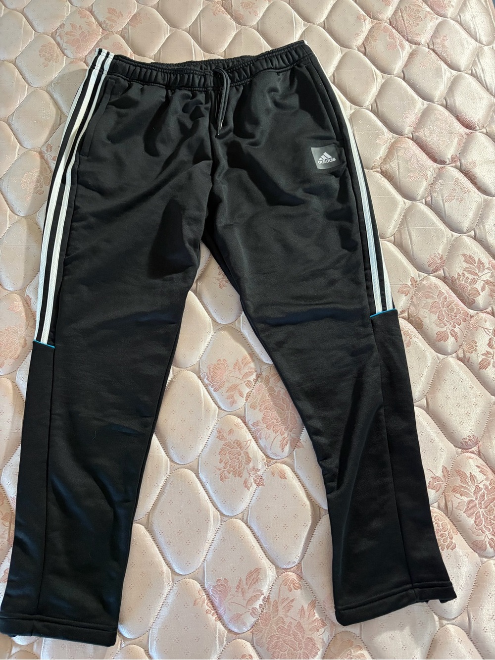 adidas Black Jogger Pants with White Side Stripes